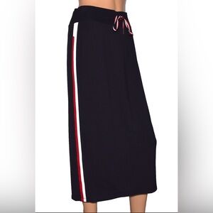 Tommy Hilfiger Navy Midi Skirt with Red and White Stripes Size L